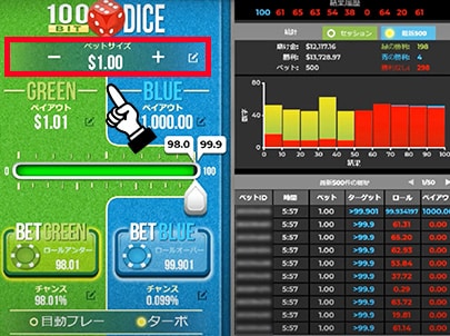 STEP1. ベット額を設定する STEP1. ベット額を設定する