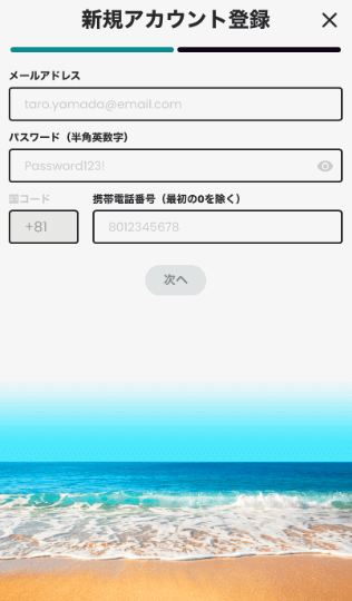 カジノスカイ登録Step2